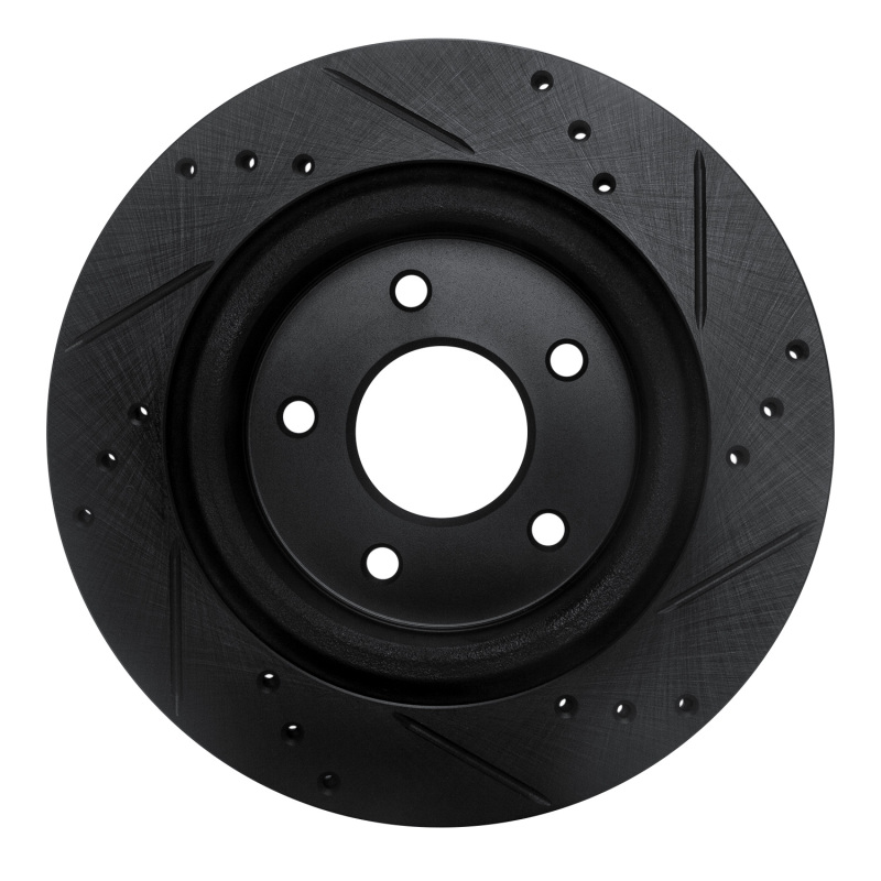 Nissan X-Trail Brake Rotor (1) - Rear Left - R1 Concepts - Drilled & Slotted - Black - `17-`25